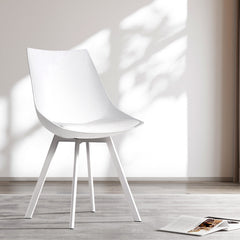 Artiss Dining Chairs Set of 2 PU Leather Plastic Metal White Chez Guru