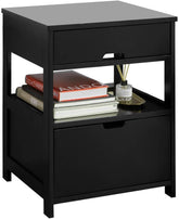 Black Bedside Table with 2 Drawers Chez Guru