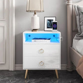 Amelia Modern LED Bedside table with USB and power socket White Chez Guru