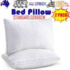 2xStandard Quality Pillows Cotton Hotel Adjustable Home Pillows Down Alternative Pillows Chez Guru