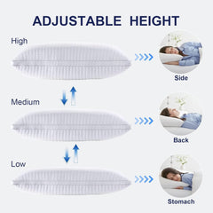 2xStandard Quality Pillows Cotton Hotel Adjustable Home Pillows Down Alternative Pillows Chez Guru