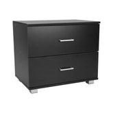 Sarantino Bedside Table Cabinet Storage Chest 2 Drawers Lamp Side Nightstand - Black Chez Guru