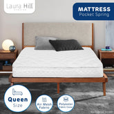Laura Hill Mattress Queen Size Pillow Top Pocket Spring High Density Foam 22cm Chez Guru