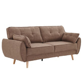 Sarantino 3 Seater Modular Linen Fabric Sofa Bed Couch Futon Suite - Brown Chez Guru
