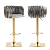 SERENITà Modern Velvet Breakfast Bar Stools Swivel Barstools Adjustable Counter Stools with Backrest Set of 2 Grey