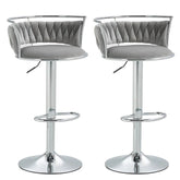 SERENITà Silver Swivel Upholstered Velvet Adjustable Height Counter Stool with Metal Frame Grey (Set of 2)