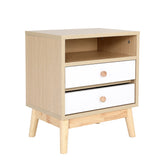 Bedside Table Side Storage Cabinet Nightstand Bedroom 2 Drawer ANYA OAK Chez Guru