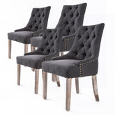 4X French Provincial Dining Chair Oak Leg AMOUR BLACK Chez Guru