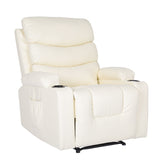 8-Point Electric Massage Recliner Chair - PU Leather Lounge Sofa Armchair CELINA CREAM