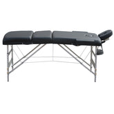 YES4HOMES 3 Fold 5 cm Thickness Foam Portable Aluminium Massage Table Massage Bed Beauty Therapy Black