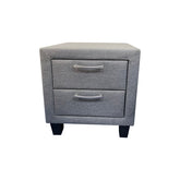 Bedside Table 2 drawers Night Stand Upholstery Fabric Storage in Light Grey Colour Chez Guru
