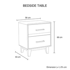Bedside Table 2 drawers Night Stand Solid Wood Storage Light Brown Colour Chez Guru