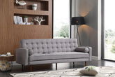 Sofa Bed 3 Seater Button Tufted Lounge Set for Living Room Couch in Fabric Grey Colour Chez Guru