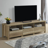 TV Cabinet 3 Storage Drawers with Shelf Natural Wood like MDF Entertainment Unit in Oak Colour Chez Guru