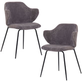 Set of 2 Dining Chairs with Corduroy Cord Fabric in Dark Grey Lincoln Chez Guru