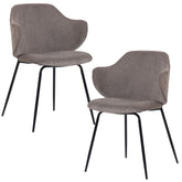 Set of 2 Dining Chairs with Corduroy Cord Fabric in Grey Chez Guru