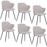 Set of 6 Dining Chairs Fabric with Metal Legs in Ivory Beige