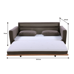 SHASA 2 Seater Pull-out Sofa bed Grey taupe Chez Guru