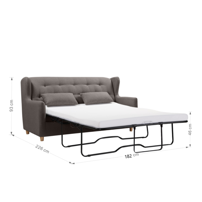 MARQUIS 2 Seater Sofa bed with Separate Foam Mattress-Dark grey Chez Guru
