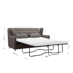 MARQUIS 2 Seater Sofa bed with Separate Foam Mattress-Dark grey Chez Guru