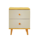 NNECN Wooden Bedside Cabinet with Two Drawers and Sturdy Legs Chez Guru