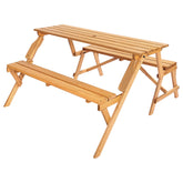VEVORΒ 2-in-1Β TransformingΒ InterchangeableΒ PicnicΒ Table,Β OutdoorΒ WoodenΒ TableΒ andΒ BenchΒ Set,Β PortableΒ FoldableΒ BenchΒ withΒ UmbrellaΒ Hole,Β PatioΒ DiningΒ FurnitureΒ forΒ Garden,Β Backyard,Β PorchΒ (Brown)