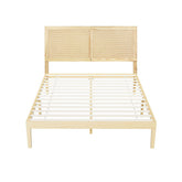 Artiss Bed Frame Queen Size with Rattan Headboard Wooden Bed Base BRUNO