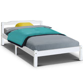 Artiss Bed Frame King Single Size Wooden White LEXI Chez Guru