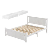 Artiss Bed Frame Queen Size Wooden Platform with 2 Storage Drawers White RIO