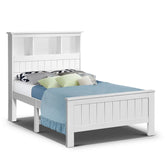 Artiss Bed Frame King Single Size Wooden with 3 Shelves Bed Head White Chez Guru