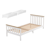 Artiss Bed Frame Single Size Wooden Platform with 2 Storage Drawers White PONY