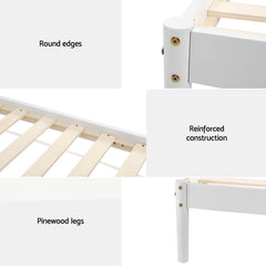 Artiss Bed Frame King Single Size Wooden White DALY Chez Guru