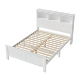 Artiss Bed Frame Double Size Wooden with 3 Shelves Bed Head White