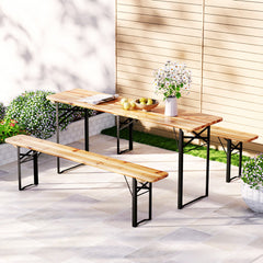 Gardeon 3 PCS Outdoor Furniture Dining Set Lounge Setting Patio Wooden Bench Chez Guru