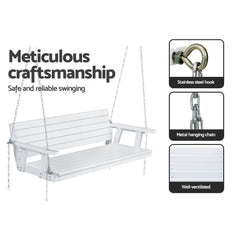 Gardeon Porch Swing Chair with Chain Outdoor Furniture 3 Seater Bench Wooden White Chez Guru