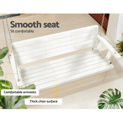 Gardeon Porch Swing Chair with Chain Outdoor Furniture 3 Seater Bench Wooden White Chez Guru