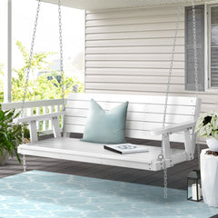 Gardeon Porch Swing Chair with Chain Outdoor Furniture 3 Seater Bench Wooden White Chez Guru