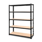 Giantz 1.8M Warehouse Racking Shelving Storage Shelf Garage Shelves Rack Steel Black Chez Guru