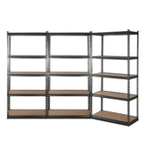 3x1.8M 5-Shelves Steel Warehouse Shelving Racking Garage Storage Rack Grey Chez Guru
