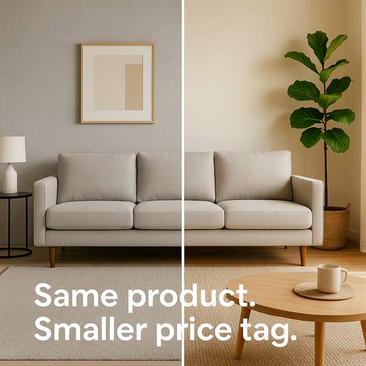 Furniture deals, white sofa.