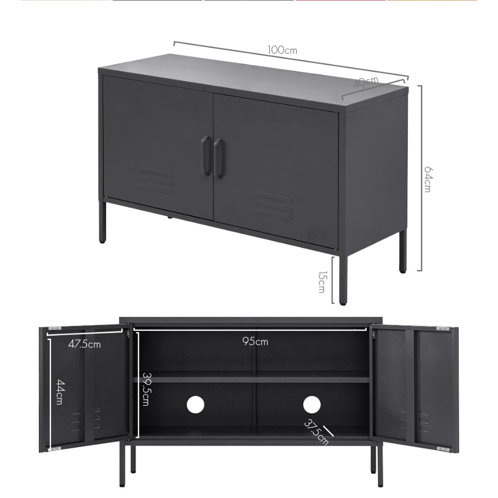 Artiss Buffet Sideboard Metal Cabinet - BASE Charcoal Chez Guru
