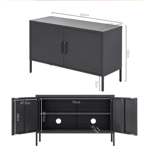 Artiss Buffet Sideboard Metal Cabinet - BASE Charcoal Chez Guru