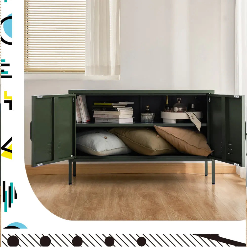 Artiss Buffet Sideboard Metal Cabinet - BASE Green Chez Guru