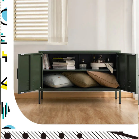 Artiss Buffet Sideboard Metal Cabinet - BASE Green Chez Guru