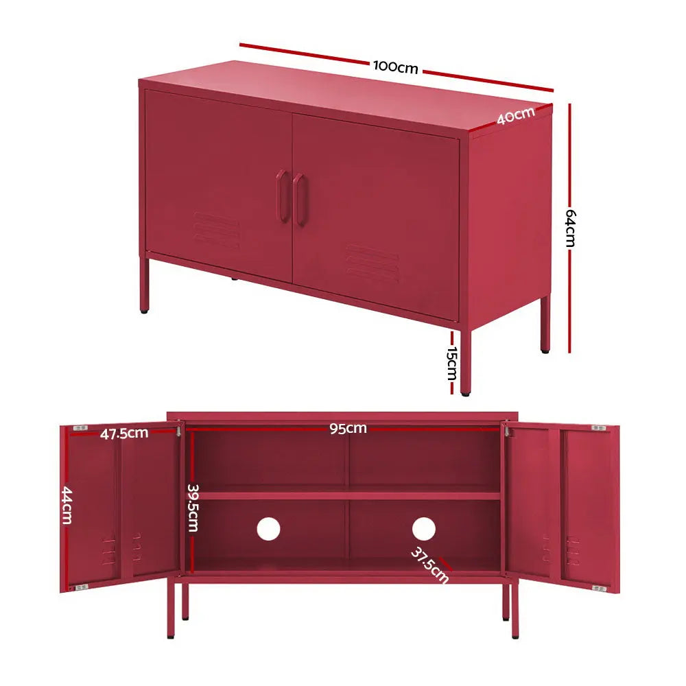 Artiss Buffet Sideboard Metal Cabinet - BASE Pink Chez Guru