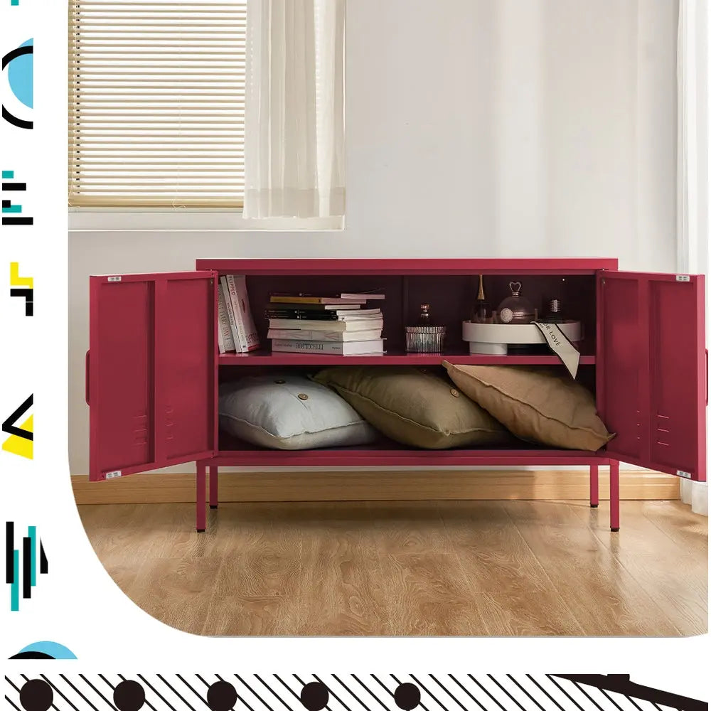 Artiss Buffet Sideboard Metal Cabinet - BASE Pink Chez Guru
