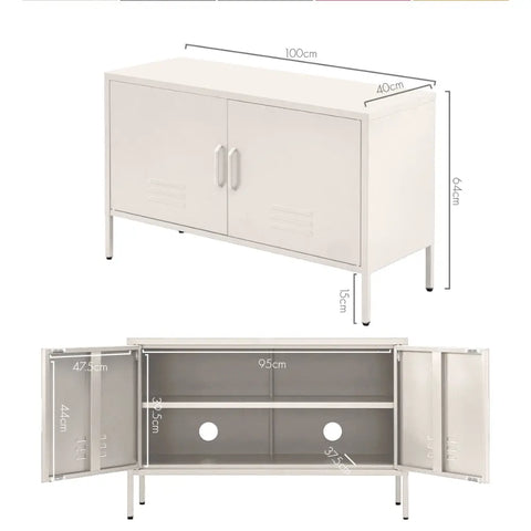 Artiss Buffet Sideboard Metal Cabinet - BASE White Chez Guru
