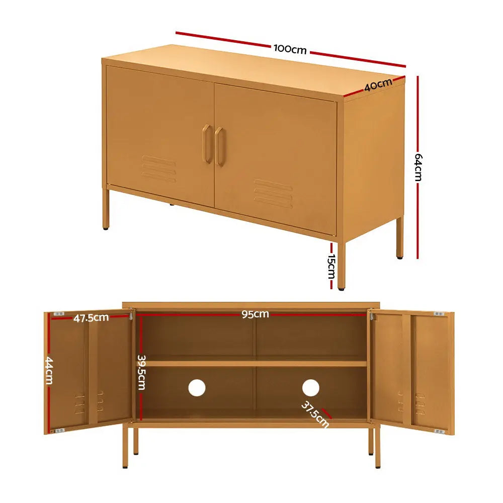 Artiss Buffet Sideboard Metal Cabinet - BASE Yellow Chez Guru