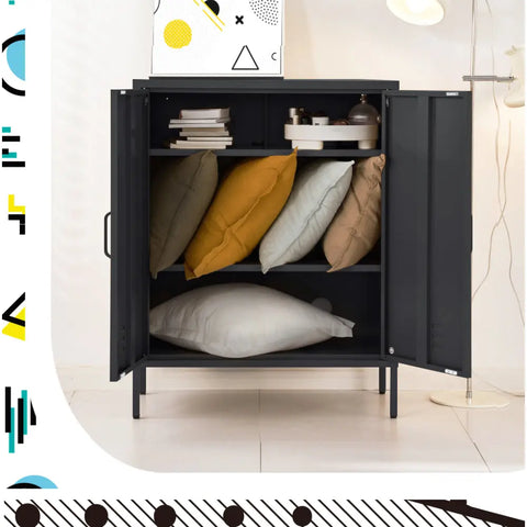 Artiss Buffet Sideboard Metal Cabinet - SWEETHEART Charcoal Chez Guru