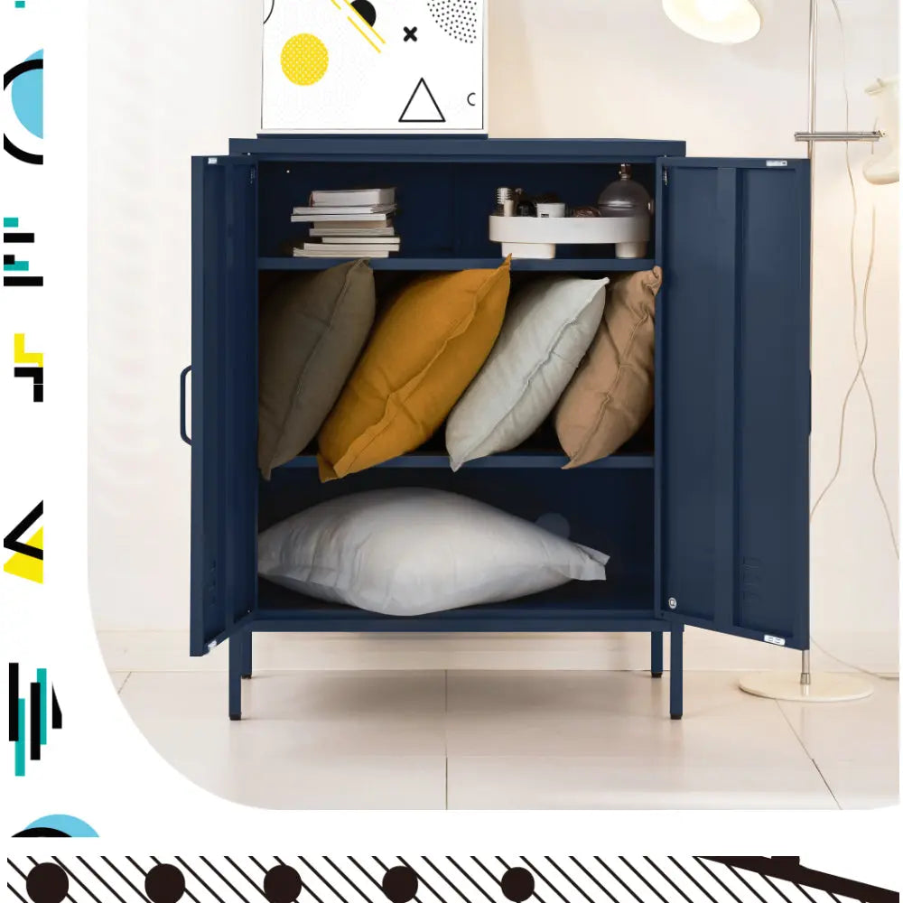 ArtissIn Buffet Sideboard Metal Cabinet - SWEETHEART Blue Chez Guru